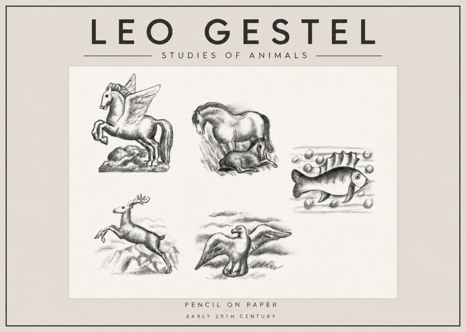 Leo Gestel Studies of Animals No4 - Plakat