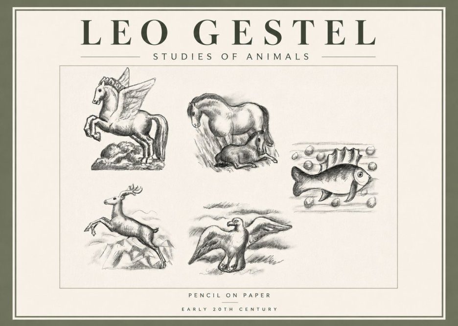 Leo Gestel Studies of Animals No5 - Plakat