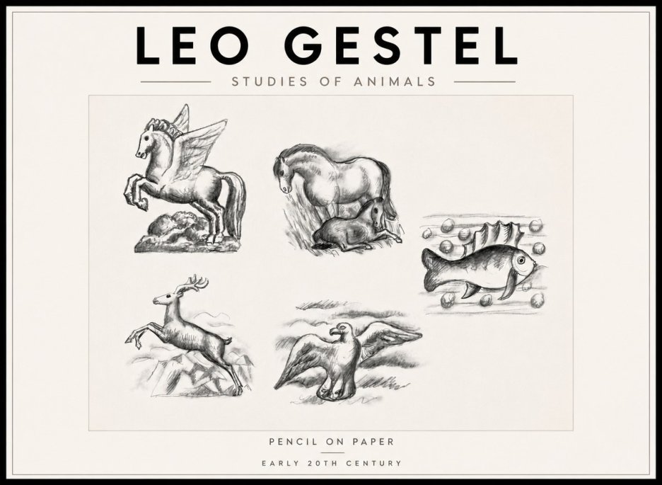 Leo Gestel Studies of Animals No6 - Plakat