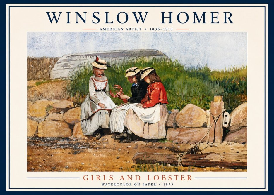 Winslow Homer Girls and Lobster No3 - Plakat