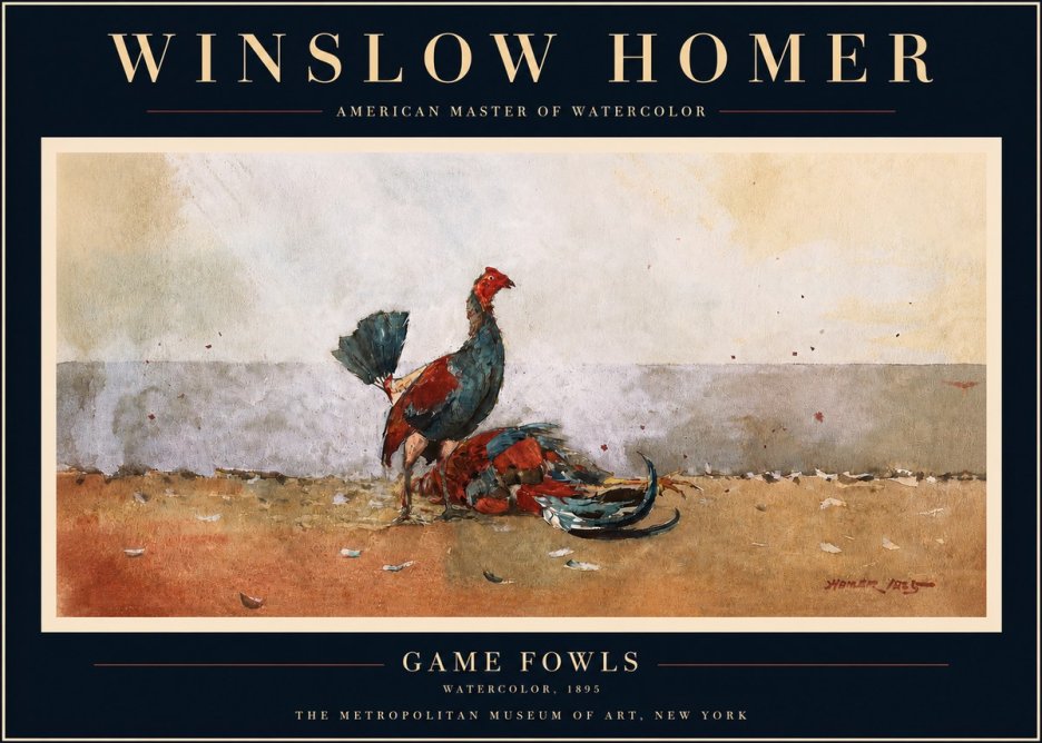 Winslow Homer Game Fowls No3 - Plakat