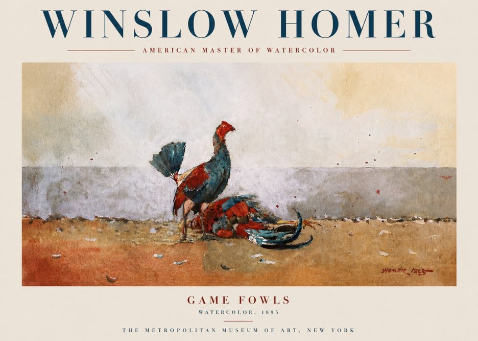 Winslow Homer Game Fowls No4 - Plakat