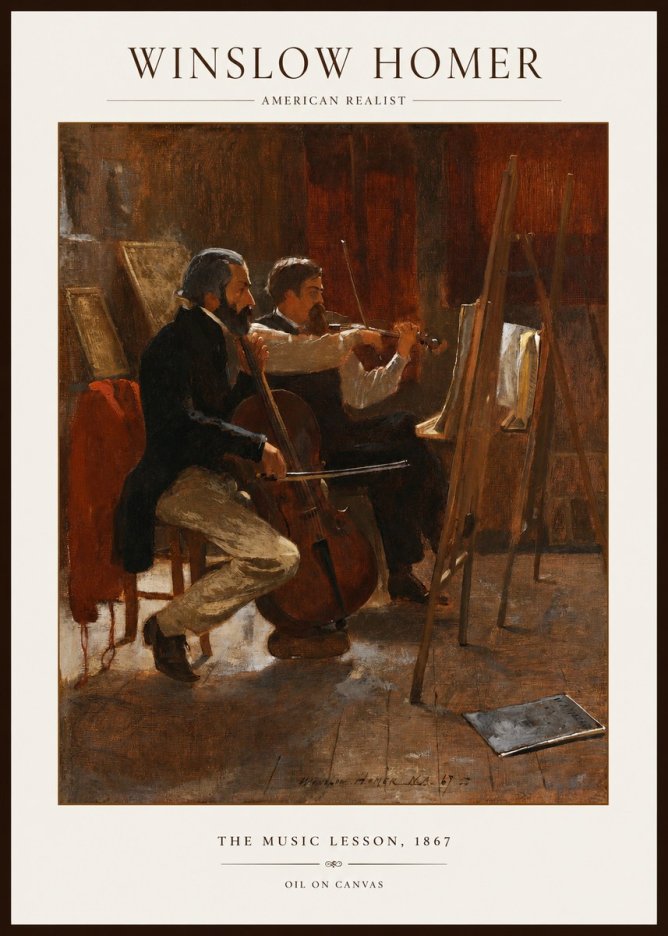 Winslow Homer The Music Lesson, 1867 No1 - Plakat
