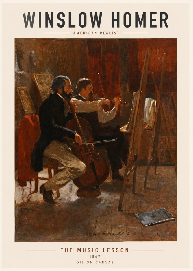 Winslow Homer The Music Lesson, 1867 No3 - Plakat