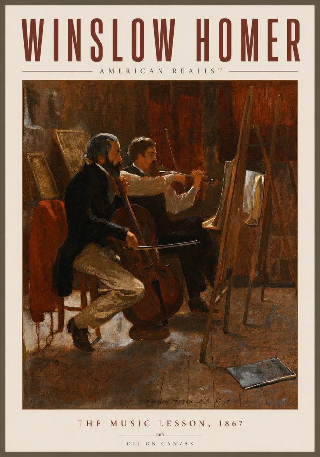 Winslow Homer The Music Lesson, 1867 No5 - Plakat