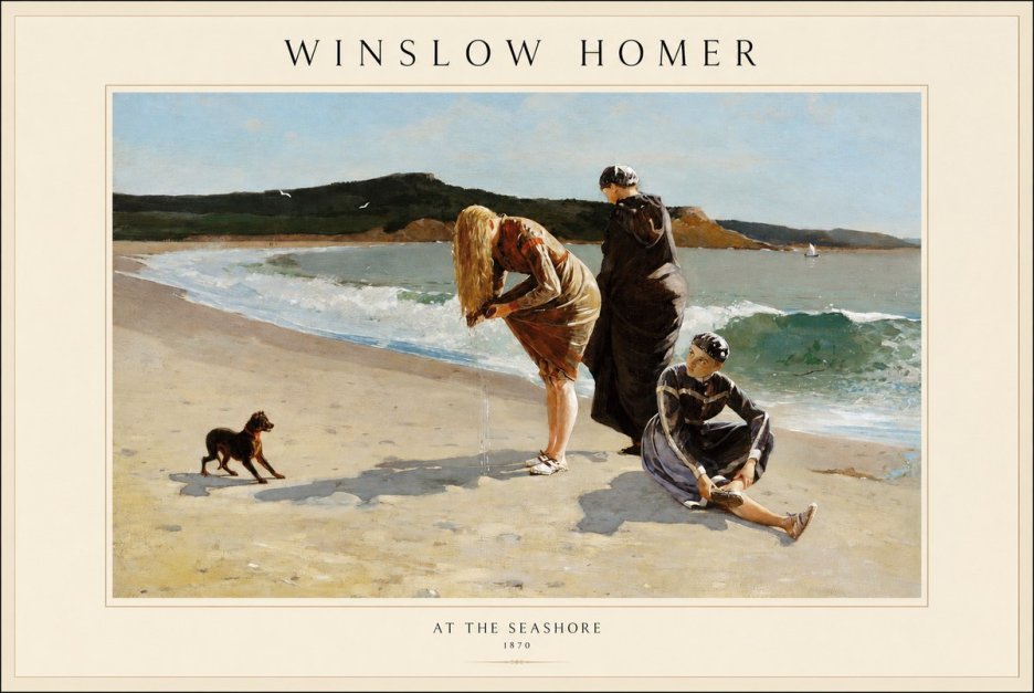 Winslow Homer At the Seashore No1 - Plakat