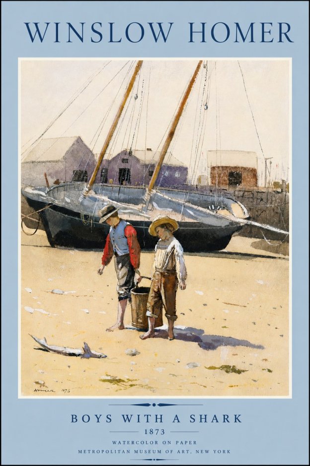 Winslow Homer Boys with a Shark No3 - Plakat