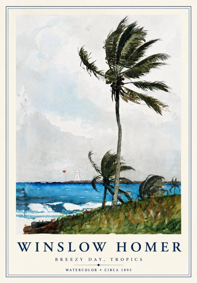 Winslow Homer Breezy Day, Tropics No4 - Plakat