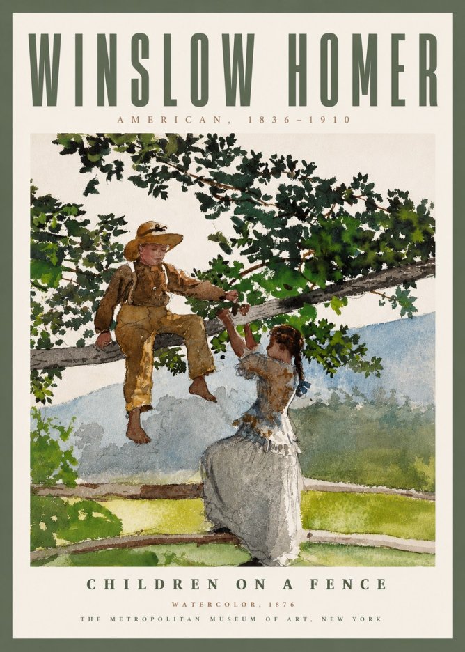Winslow Homer Children on a Fence No4 - Plakat