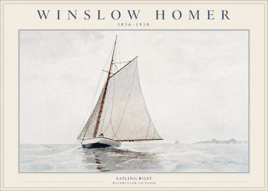 Winslow Homer Sailing Boat No2 - Plakat