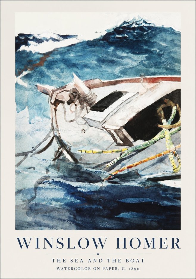 Winslow Homer The Sea and the Boat No1 - Plakat