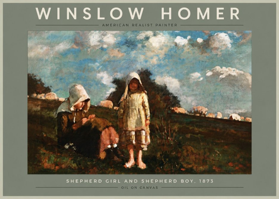 Winslow Homer Shepherd Girl and Shepherd Boy, 1873 No4 - Plakat