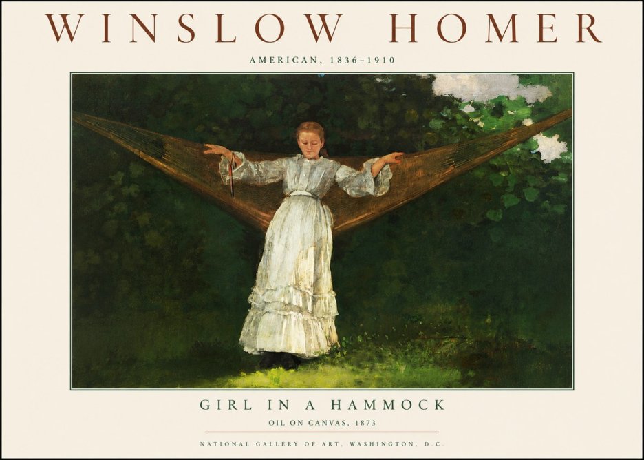 Winslow Homer Girl in a Hammock No3 - Plakat