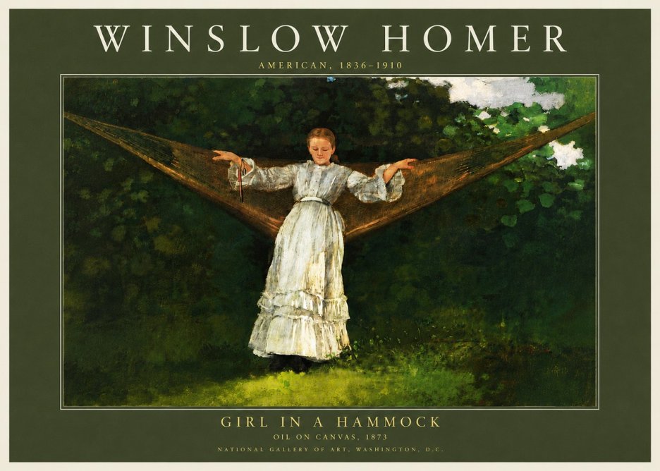 Winslow Homer Girl in a Hammock No5 - Plakat