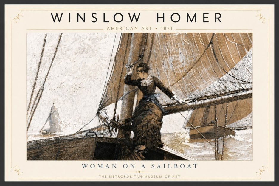 Winslow Homer Woman on a Sailboat No6 - Plakat