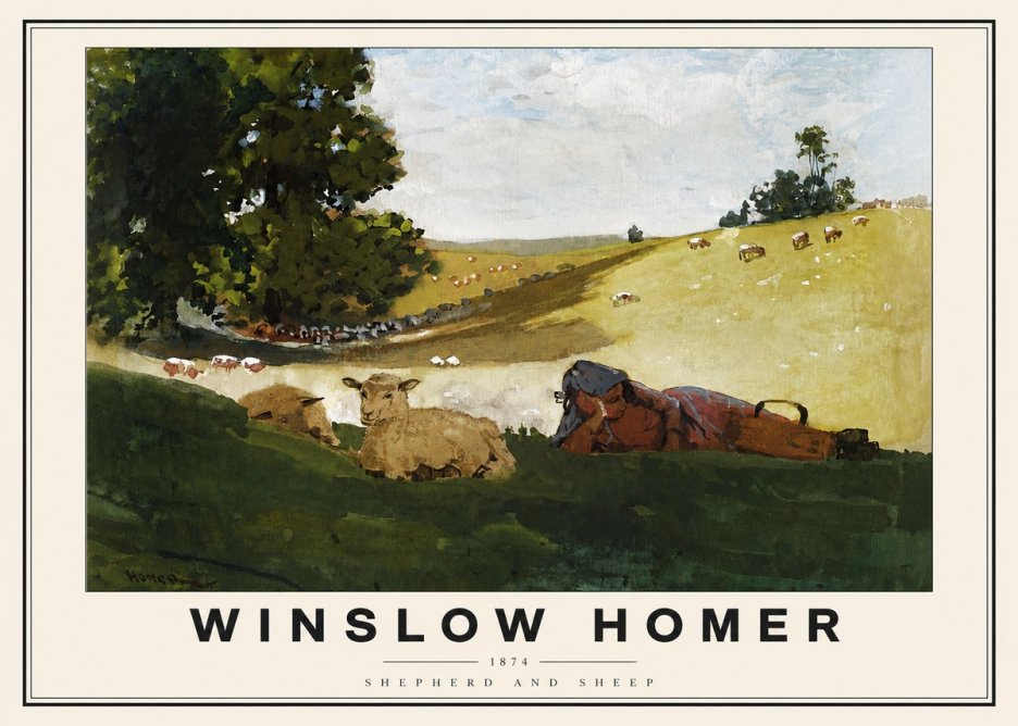 Winslow Homer Shepherd and Sheep No3 - Plakat