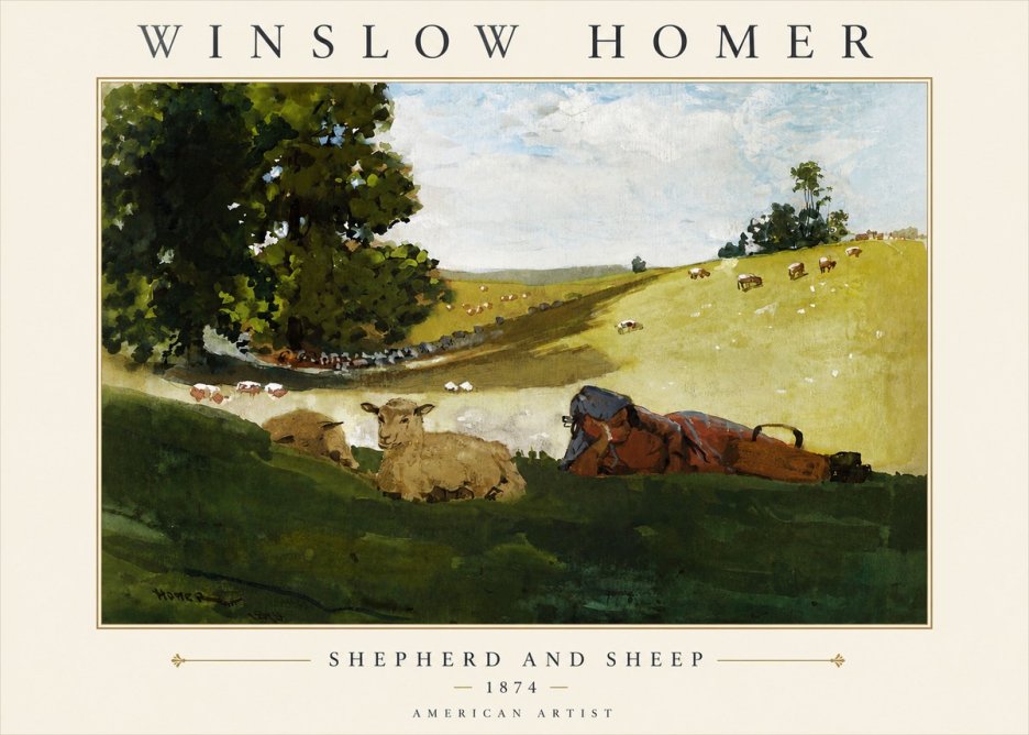 Winslow Homer Shepherd and Sheep No4 - Plakat