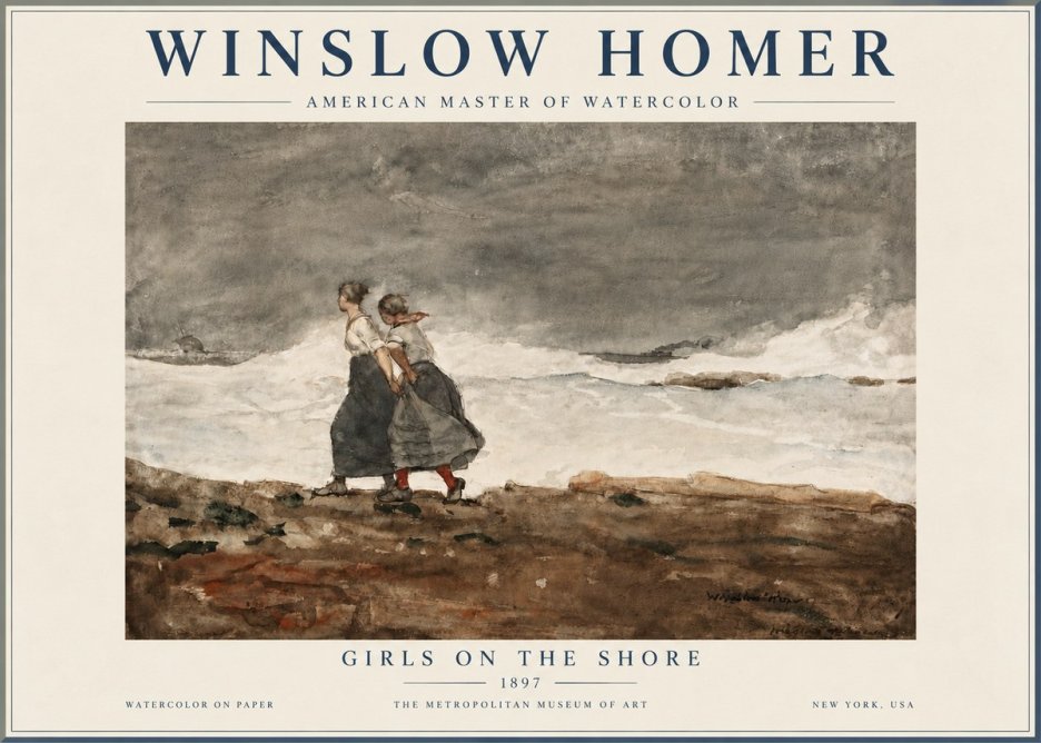 Winslow Homer Girls on the Shore No6 - Plakat