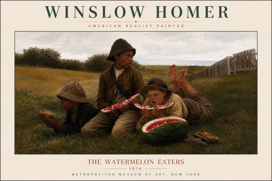 Winslow Homer The Watermelon Eaters No6 - Plakat