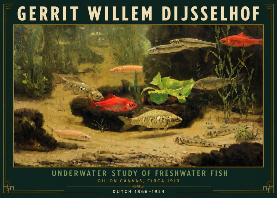 Gerrit Willem Dijsselhof Underwater Study of Freshwater Fish No5 - Plakat