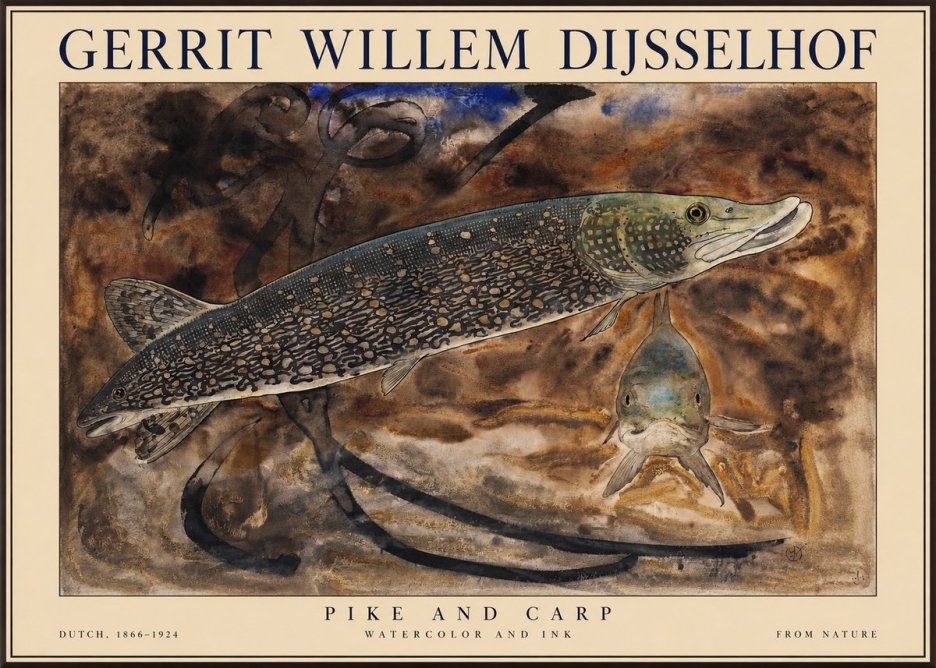 Gerrit Willem Dijsselhof Pike and Carp No1 - Plakat