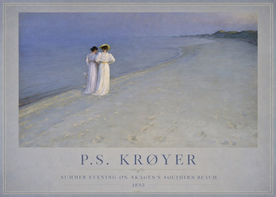 P.S. Krøyer Summer Evening on Skagen's Southern Beach No1 - Plakat