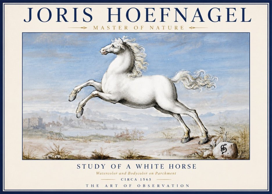 Joris Hoefnagel Study of a White Horse No6 - Plakat