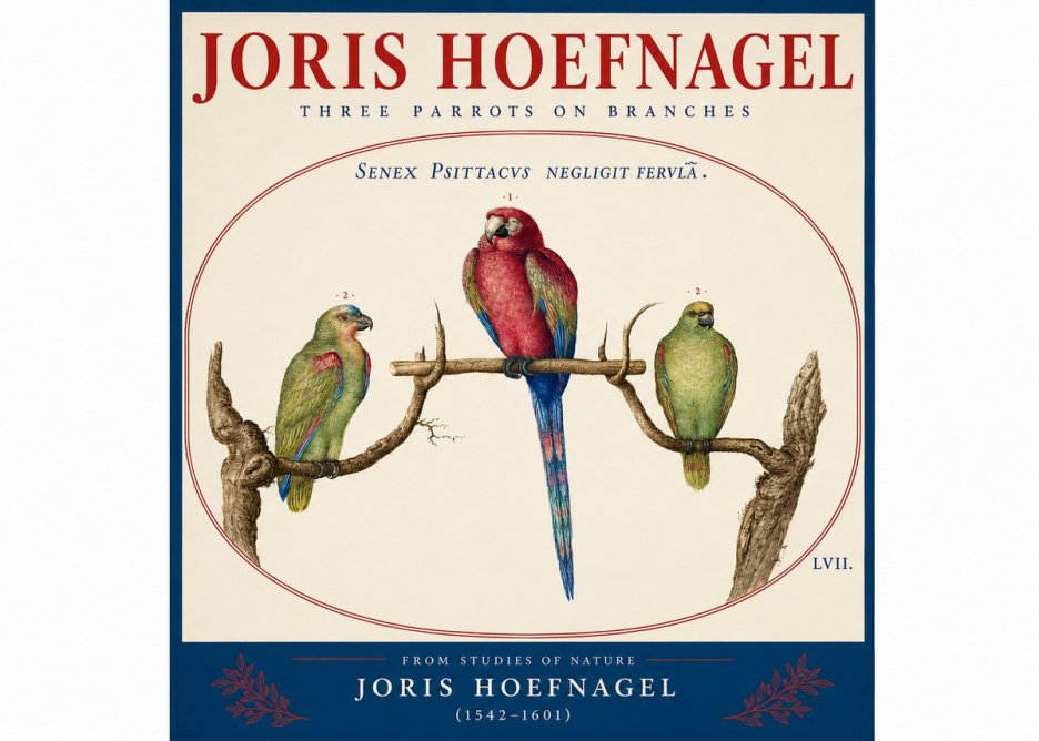 Joris Hoefnagel Three Parrots No4 - Plakat