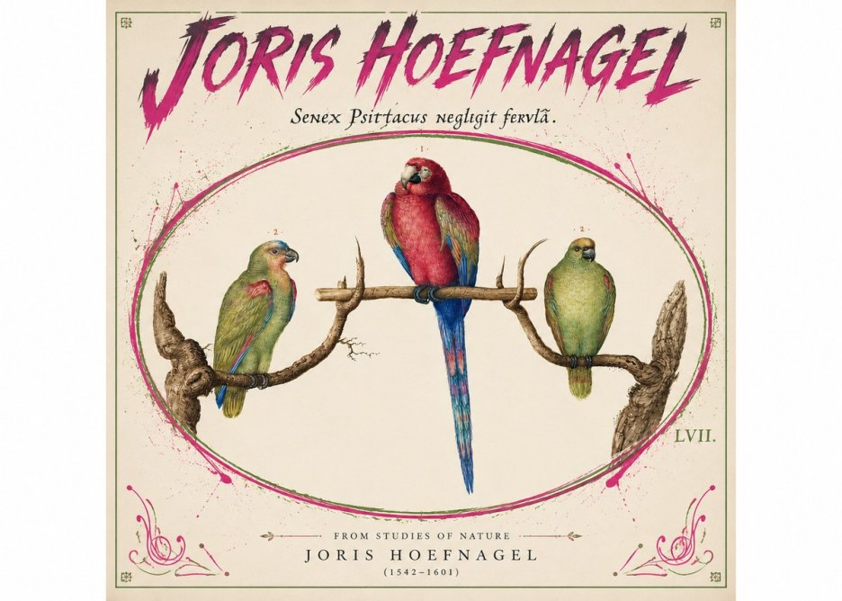 Joris Hoefnagel Three Parrots No5 - Plakat