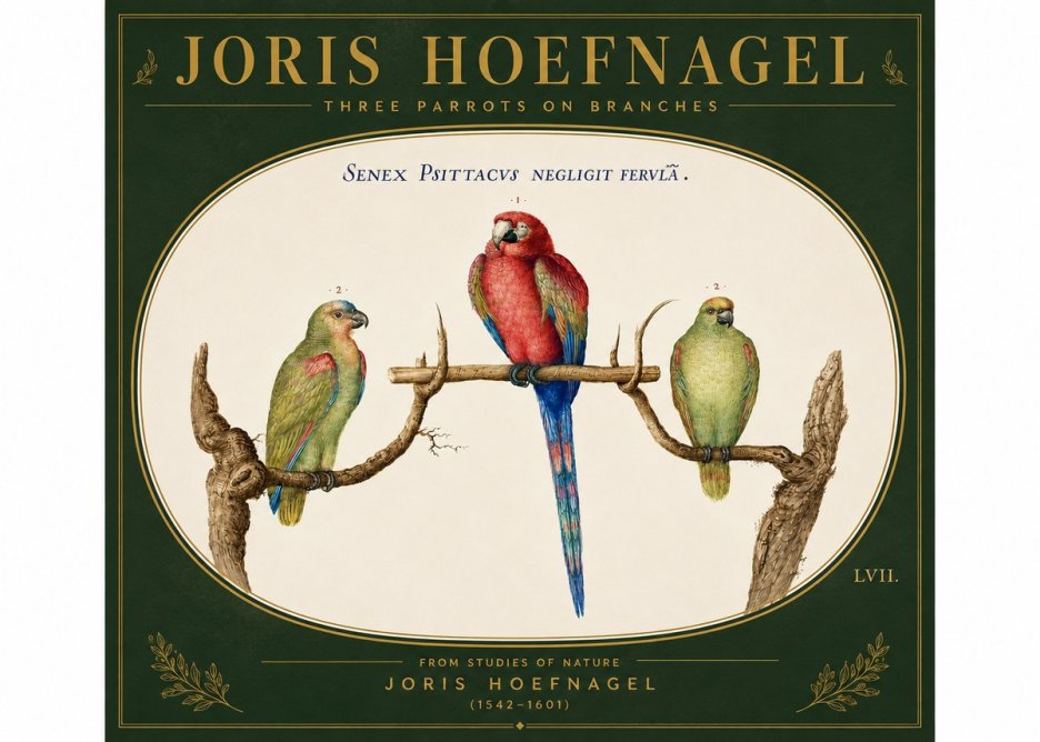 Joris Hoefnagel Three Parrots No6 - Plakat