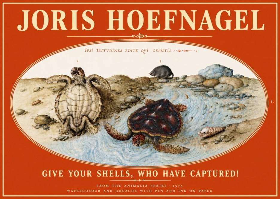 Joris Hoefnagel Two Turtles in a Stream No6 - Plakat