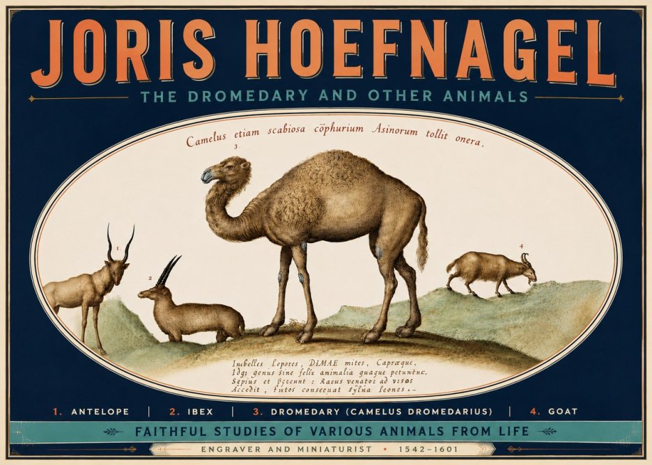 Joris Hoefnagel The Dromedary and Other Animals from Studies of Nature No6 - Plakat