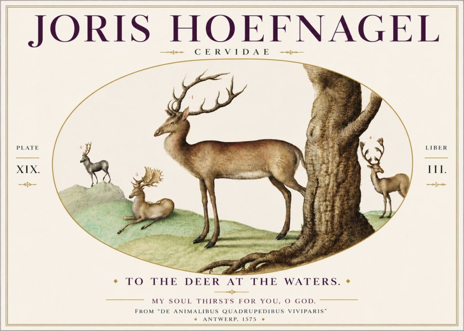 Joris Hoefnagel Deer at the Fountains No6 - Plakat