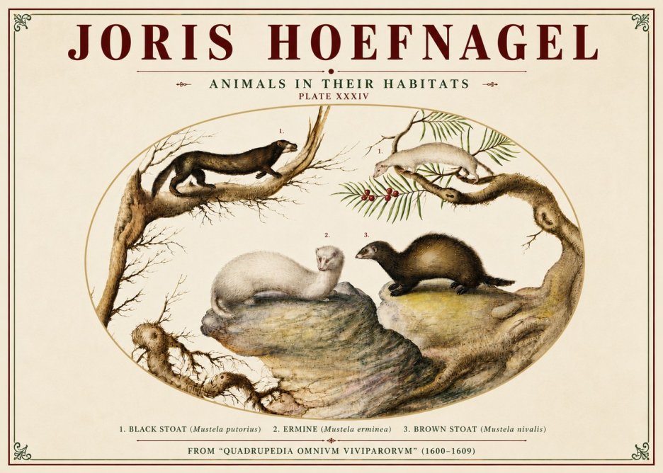 Joris Hoefnagel Animals in Their Habitats Plate Xxxiv No4 - Plakat