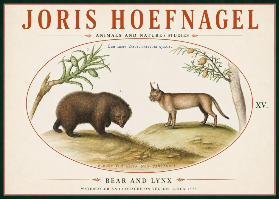 Joris Hoefnagel Bear and Lynx No6 - Plakat