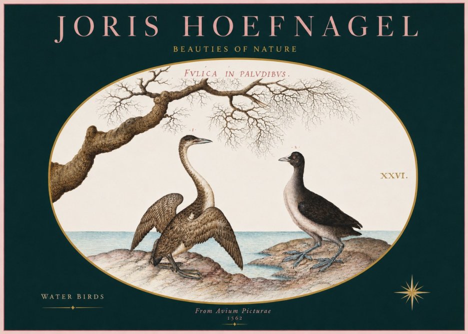 Joris Hoefnagel Cormorant and Coot No3 - Plakat