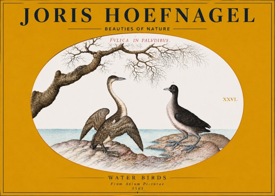 Joris Hoefnagel Cormorant and Coot No4 - Plakat