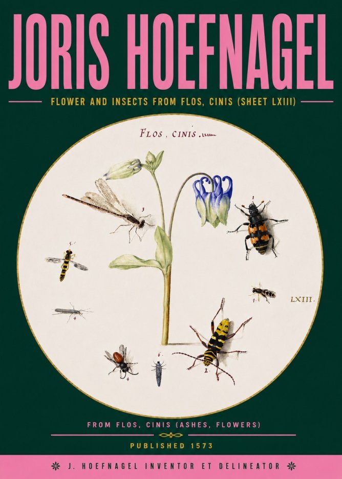 Joris Hoefnagel Insects and a Flower Study No6 - Plakat