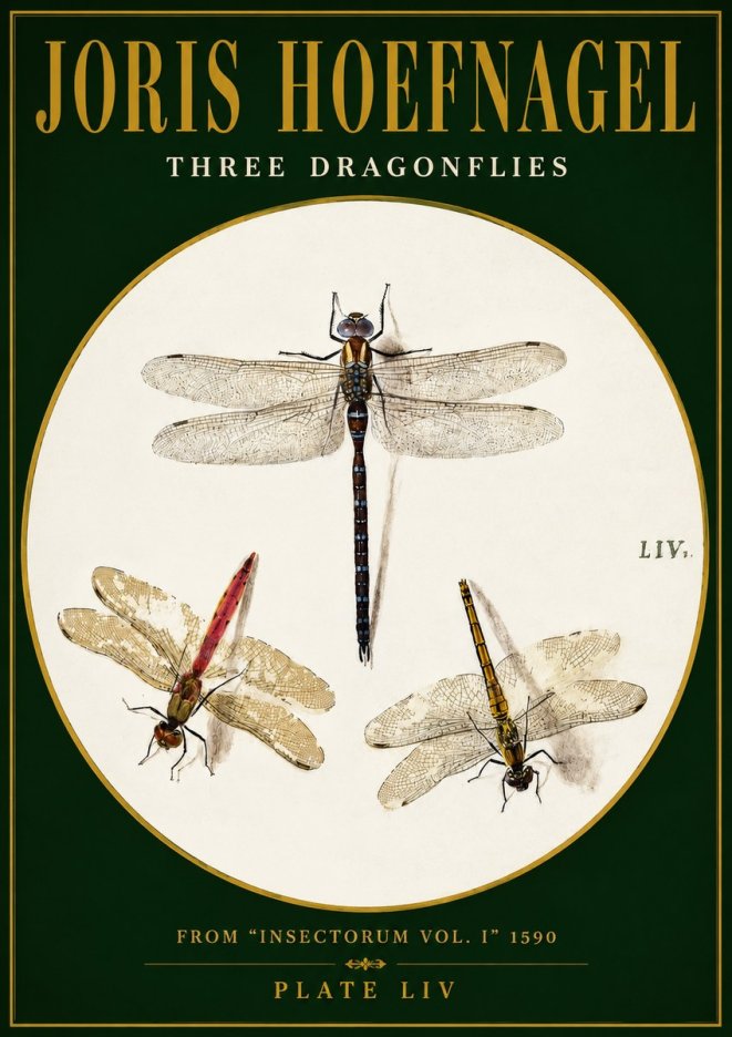 Joris Hoefnagel Three Dragonflies No3 - Plakat