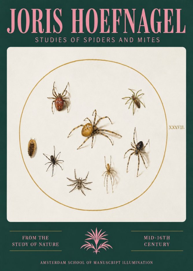 Joris Hoefnagel Study of Spiders and Mites - Plate Xxxvii. No3 - Plakat