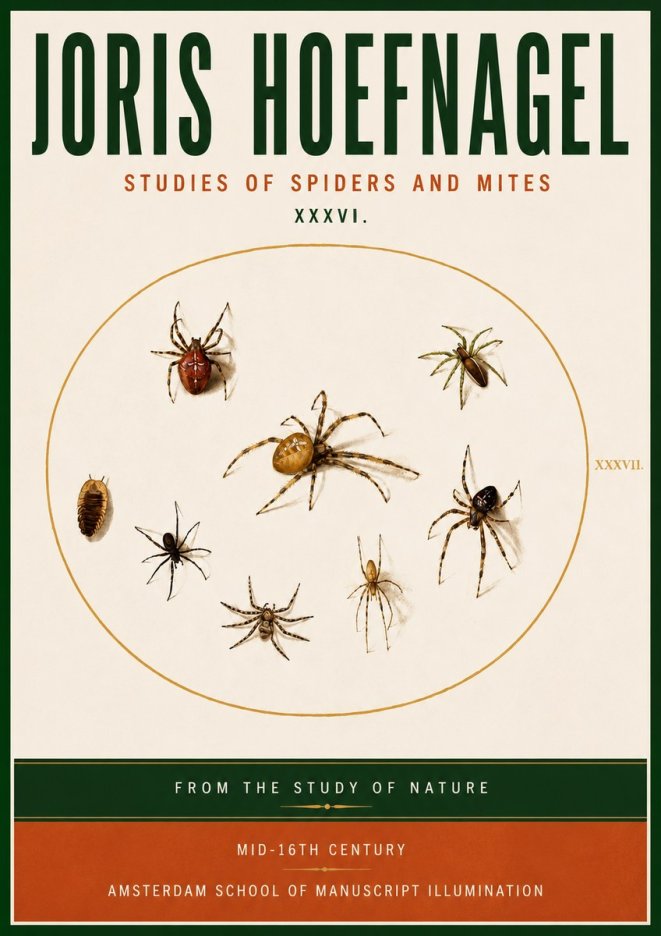 Joris Hoefnagel Study of Spiders and Mites - Plate Xxxvii. No5 - Plakat