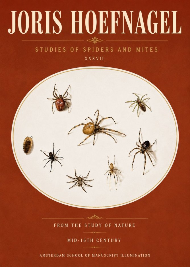 Joris Hoefnagel Study of Spiders and Mites - Plate Xxxvii. No6 - Plakat
