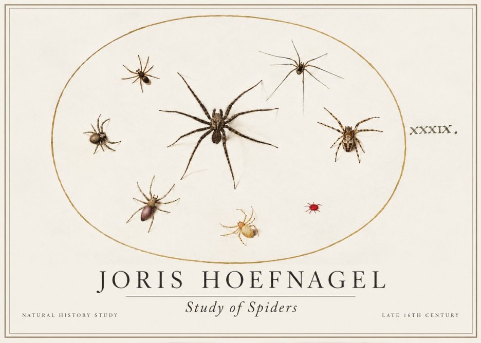 Joris Hoefnagel Studies of Spiders II No2 - Plakat
