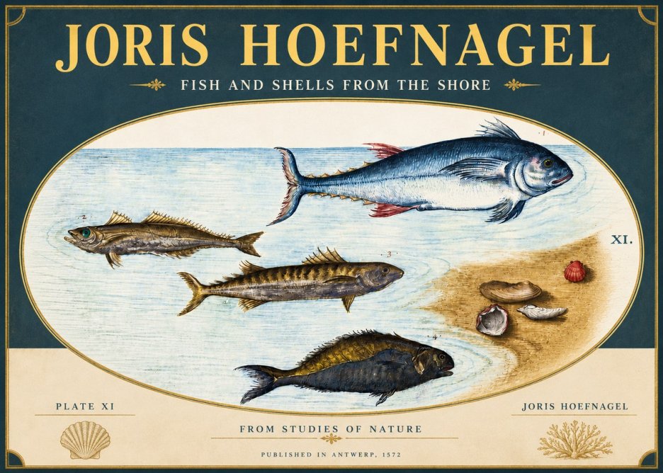Joris Hoefnagel Fish and Shells from the Shore No4 - Plakat