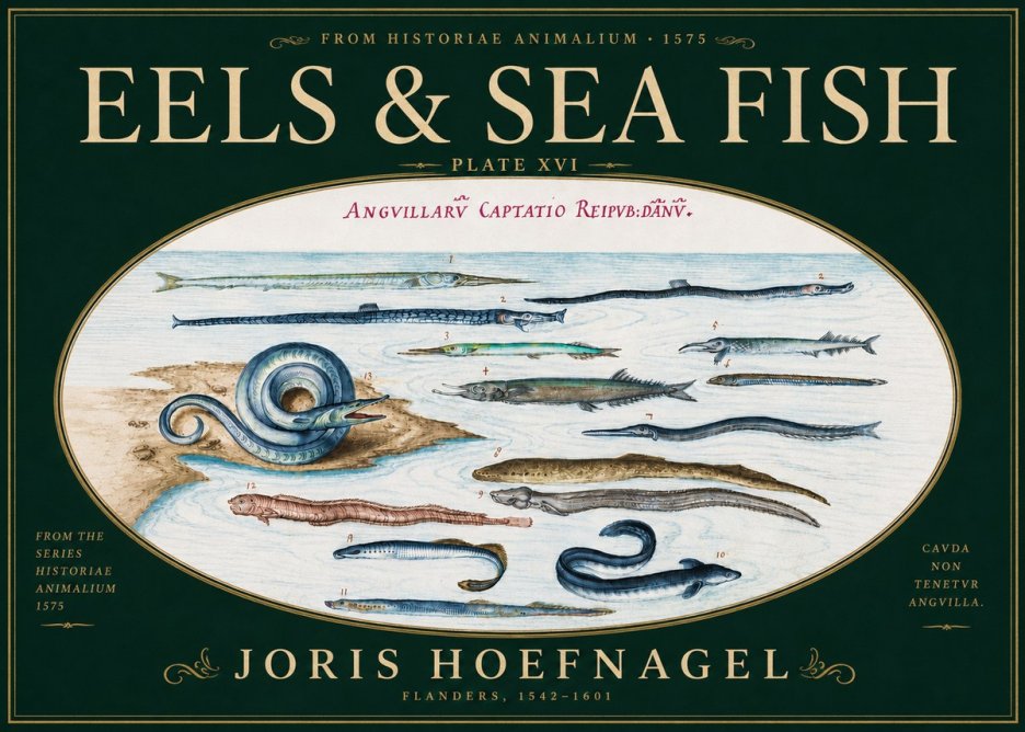 Joris Hoefnagel Eels and Sea Fish No6 - Plakat
