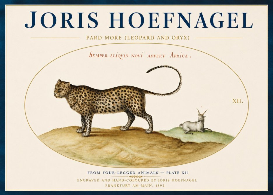 Joris Hoefnagel Pard More (Leopard and Oryx) No4 - Plakat