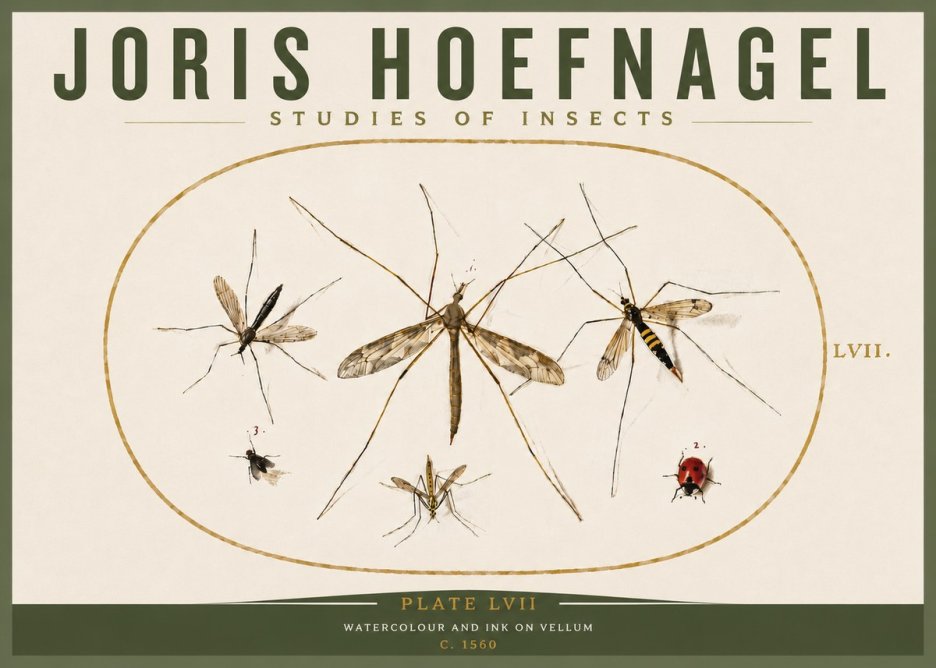 Joris Hoefnagel Studies of Insects II No5 - Plakat
