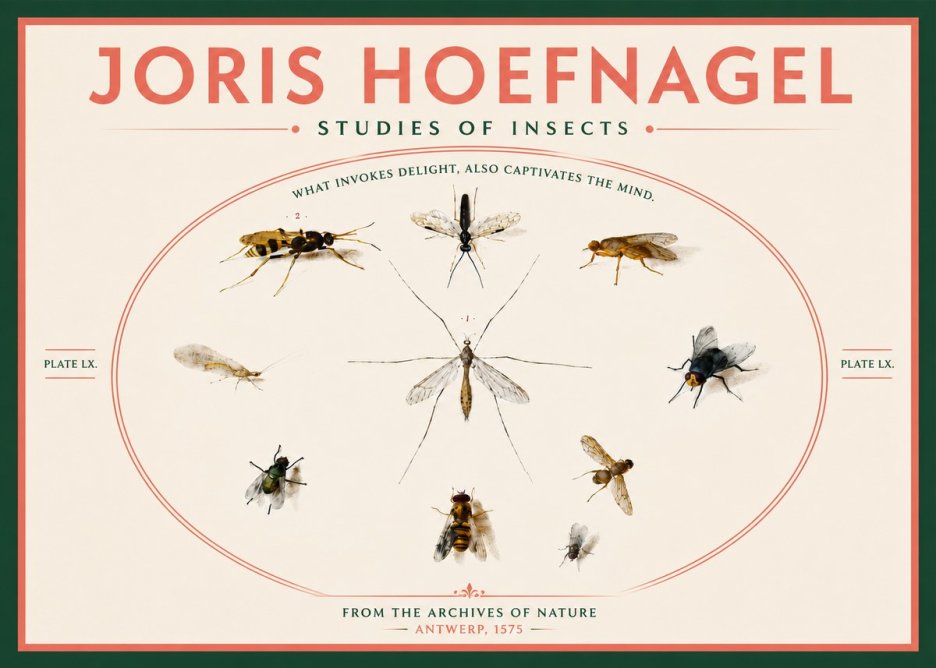 Joris Hoefnagel Studies of Insects III No6 - Plakat