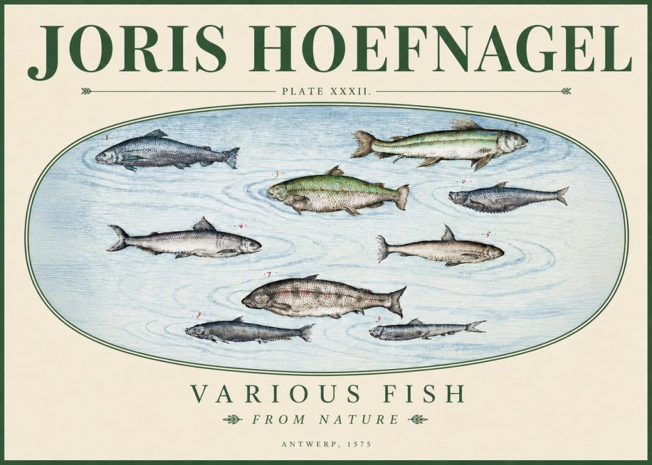 Joris Hoefnagel Various Fish from Nature No3 - Plakat
