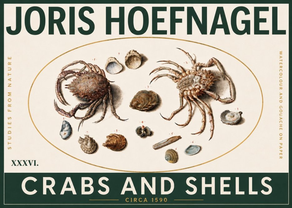 Joris Hoefnagel Crabs and Shells - Studies from Nature No5 - Plakat